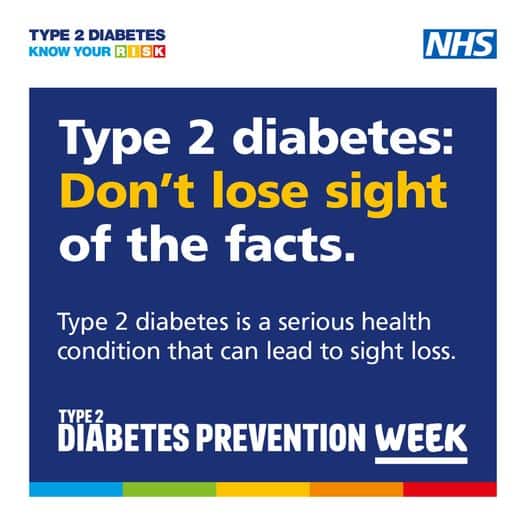 Type 2 diabetes prevention week: don't lose sight of the facts that it is a serious health condition that can lead to sight loss.