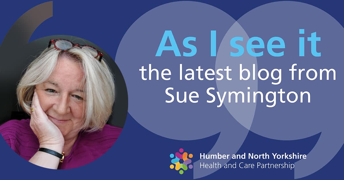Sue Symington smiling and the text 'As I see it - the latest blog from Sue Symington'