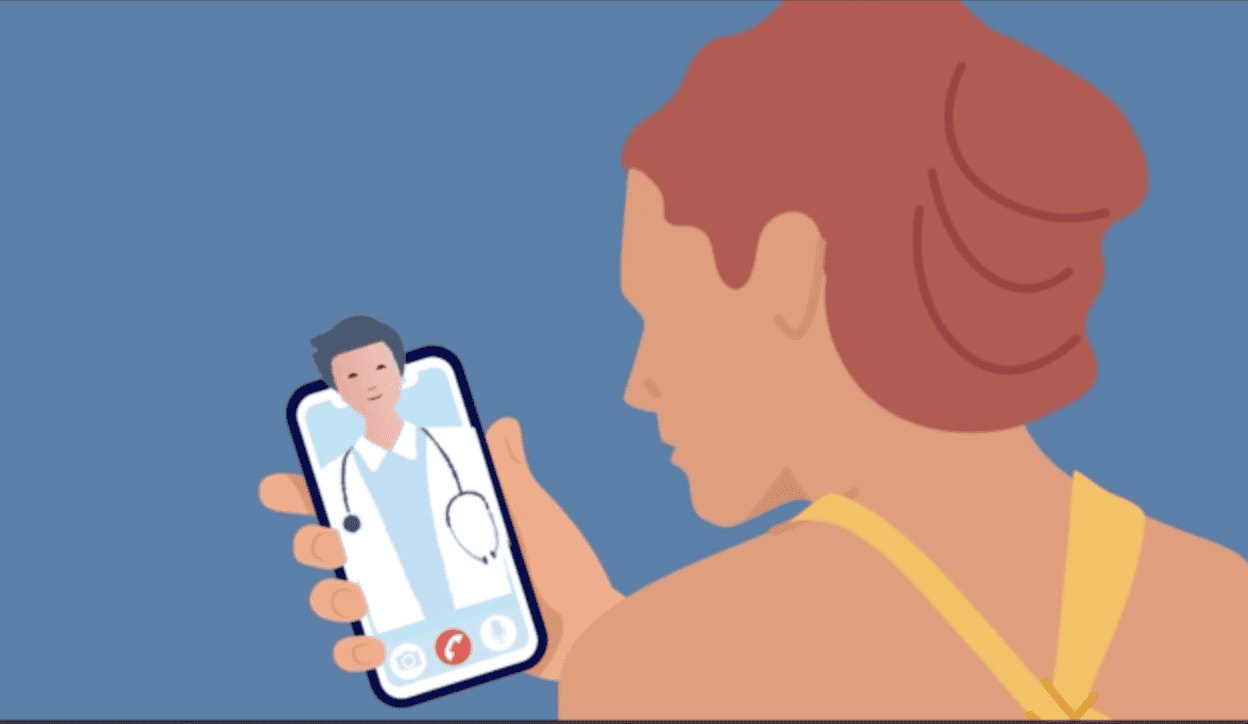 animated picture of someone looking at a phone
