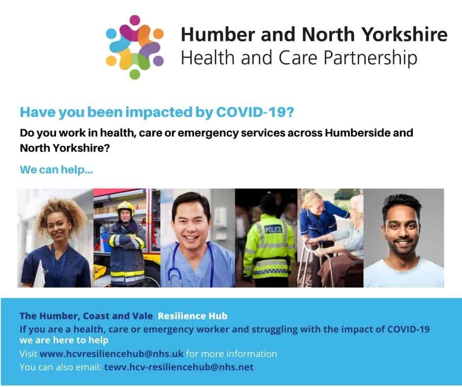 Humber and North Yorkshire resilience hub advert with a QR code to download the app