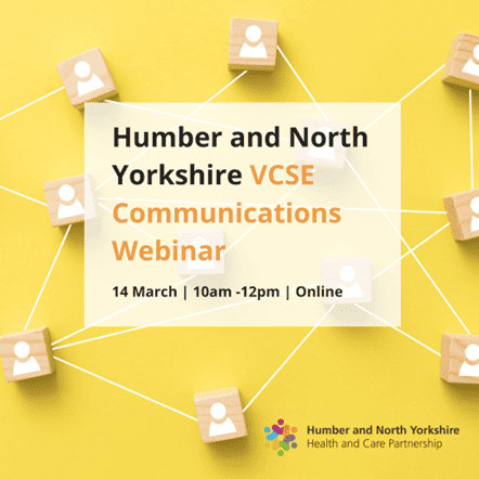 Picture advertising a communications webinar for the Voluntary sector