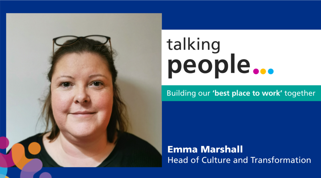 Emma Marshall demonstrating positively that we are building our 'best place to work' together
