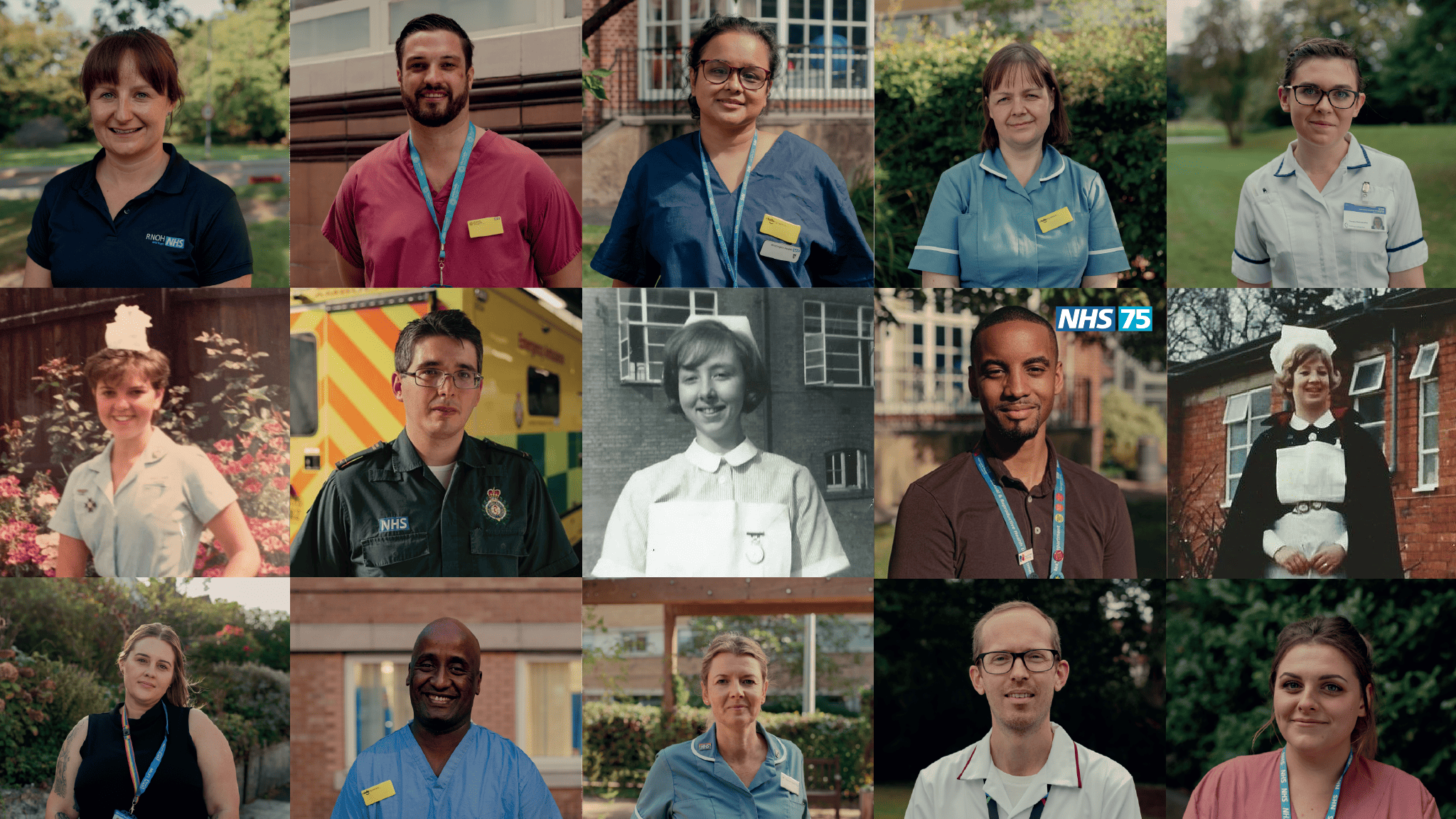 image of NHS staff over the past 75 years