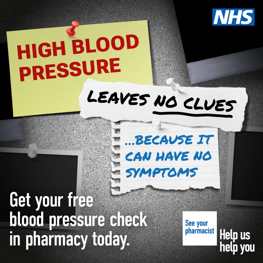 Graphic with text that says "High blood pressure. Leaves no clues... Because it can have no symptoms."
