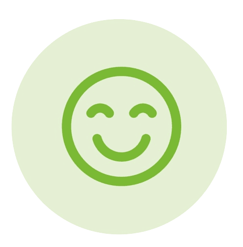 live well icon. Green circle with smile iconography
