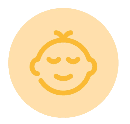 start well icon. Orange circle with child iconography