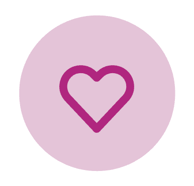 Think Family icon - Light pink circle with a heart icon with a dark pink outline