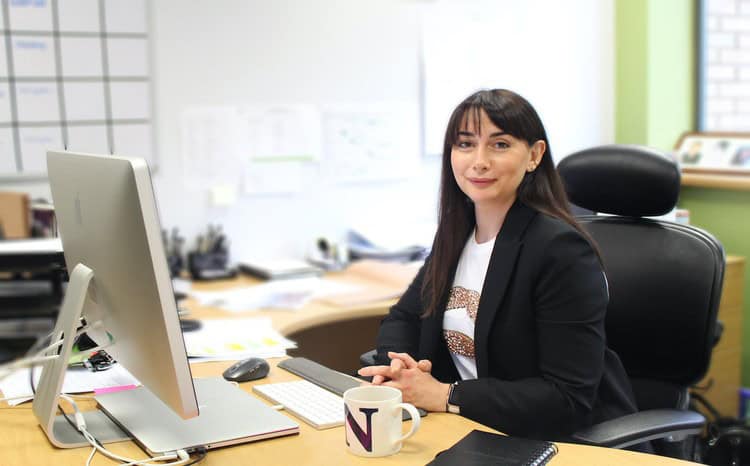 Natalie Duffield from Harrogate company Inhealthcare, at her desk